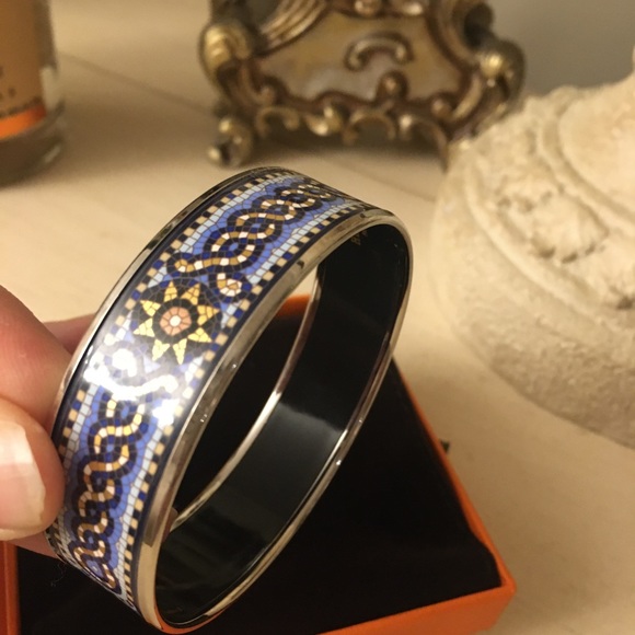 Hermes Sous Le Cedar Mosaic Enamel Bangle bracelet - Picture 7 of 11